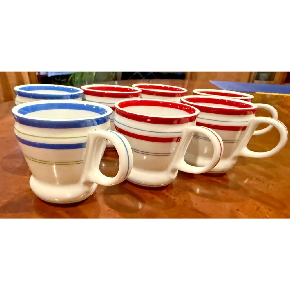 STARBUCKS Espresso Retro Diner Cup White with Stripes 3 oz 2007 set of 7